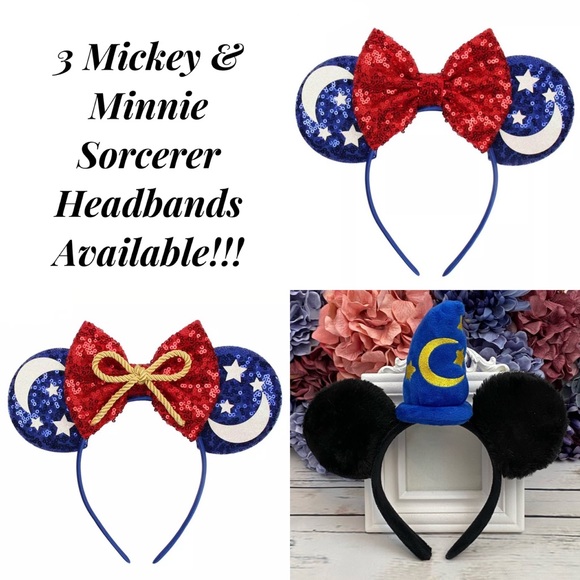 Minnie Mouse Sorcerer Fantasia Headband with Bow - Picture 12 of 12